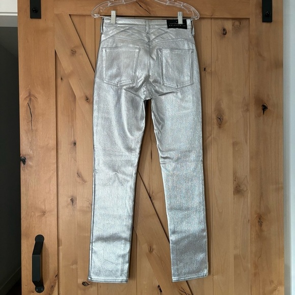 GARBAGE By Marta Goldschmied Glenda High Rise Silver Viinyl Pants Size 27 - Picture 5 of 6